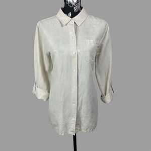 Liz Claiborne Linen Long Sleeve Button-Up - Women’s Large